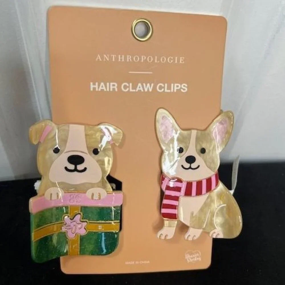 Anthropologie Frasier Sterling Dog Hair Claws, Set of 2 – Bulldog / Corgi – NWT